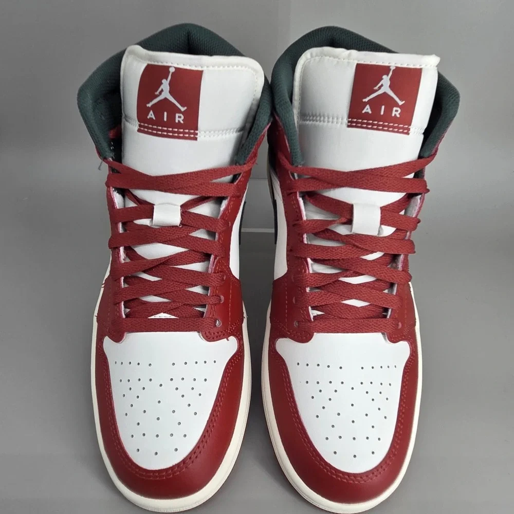 Jordan Air Jordan 1 Mid Mens 8.5 Sail‎ Midnight Green Red DQ8426 105 Basketball